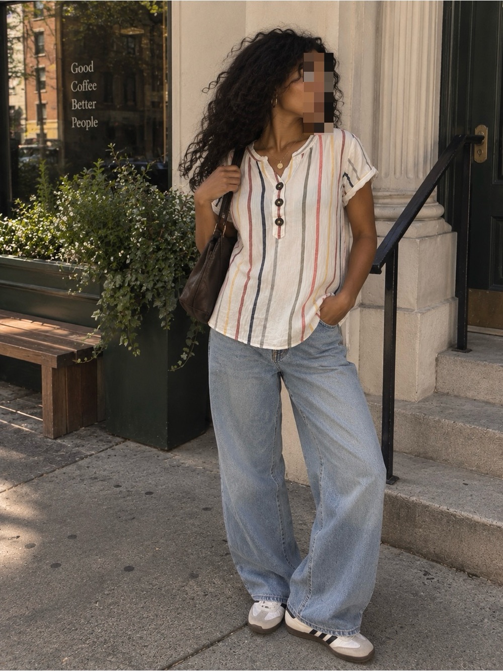 Ellen Tracy Linen Blend Striped Tunic Top – Size Small